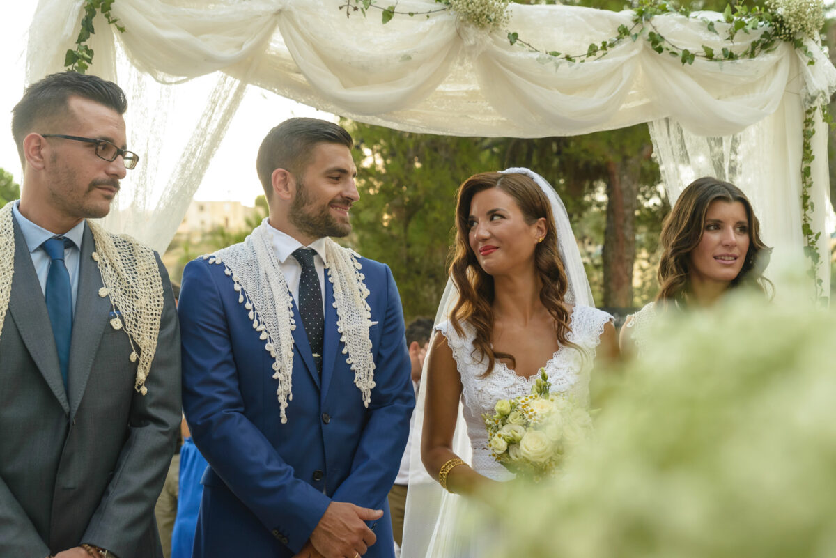 Couples shot of a traditional wedding in Crete island
