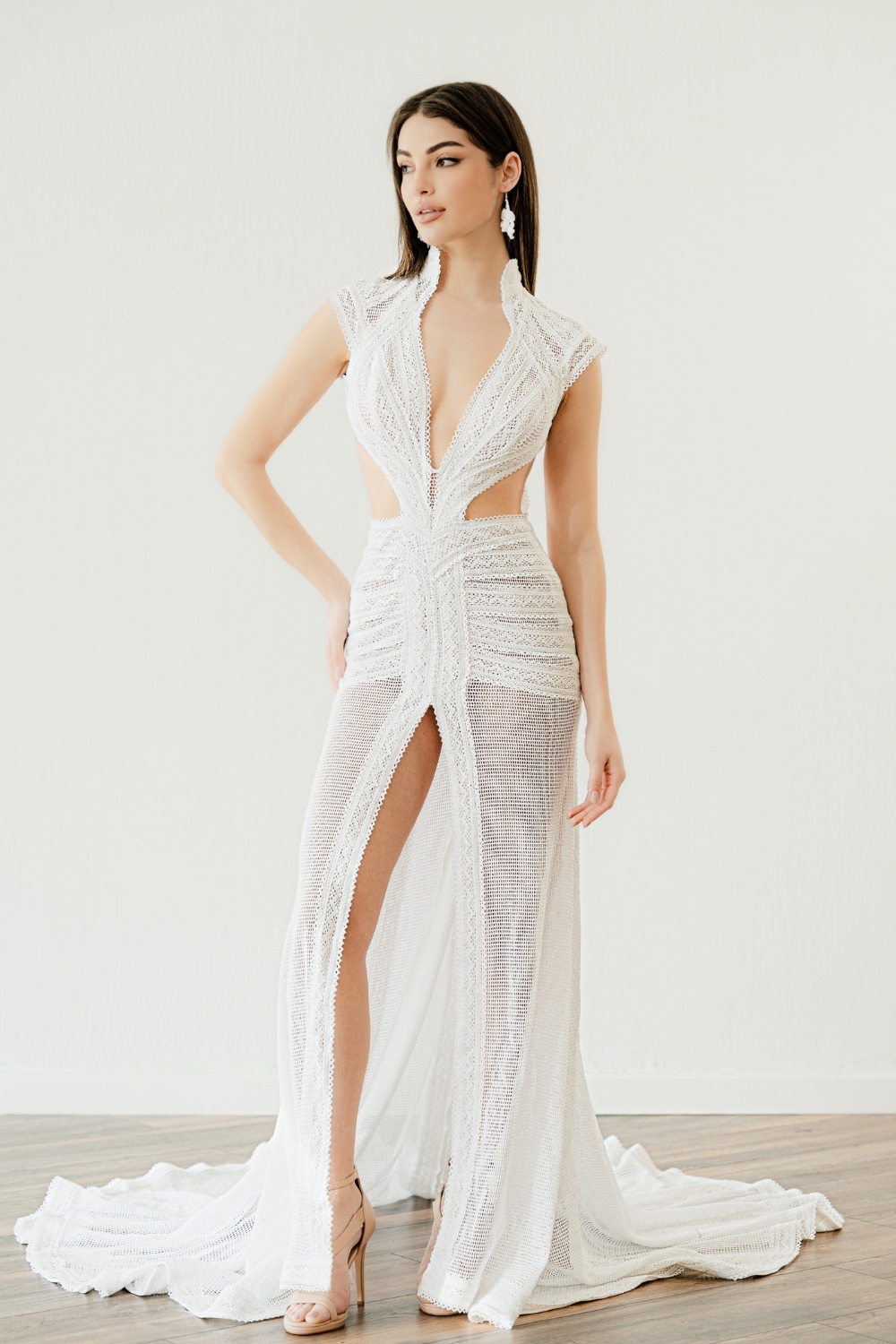 Bride in 'Ariadne', one of the Contemporary Vintage Wedding Dresses by Atelier Zolotas