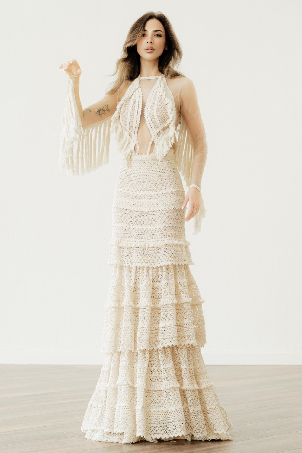 Boho halter bridal dress 'Callisto' by Atelier Zolotas