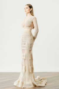 Crop Top Long Sleeve Wedding Dress 'Cybele Opulence' by Atelier Zolotas