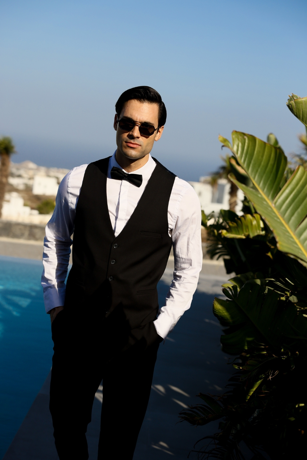 groom style santorini destination wedding