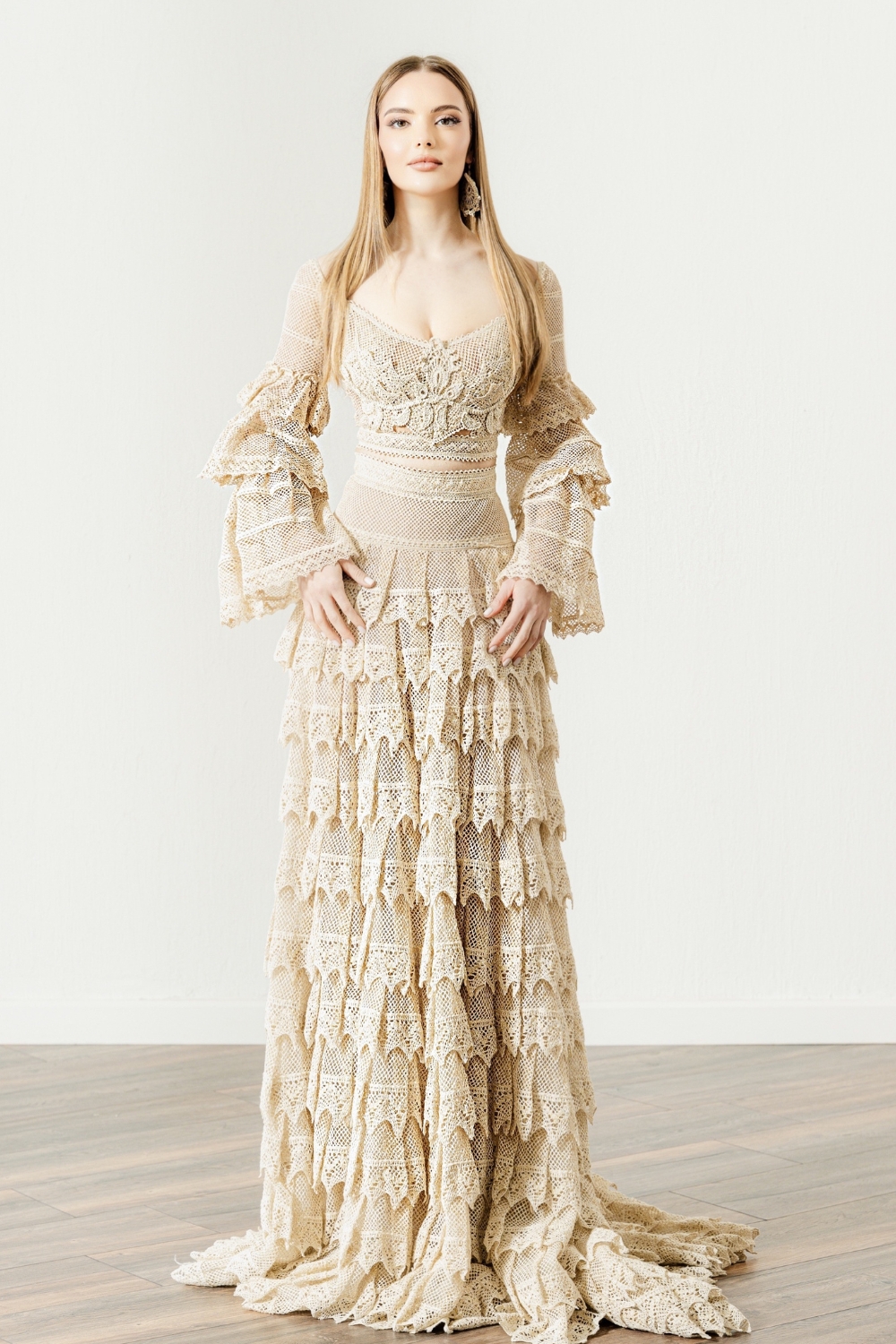 Spanish-style boho wedding dress 'Kassia' by Atelier Zolotas