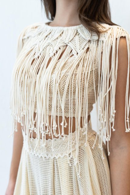 Macramé crop top wedding dress: 'Faith' by Atelier Zolotas