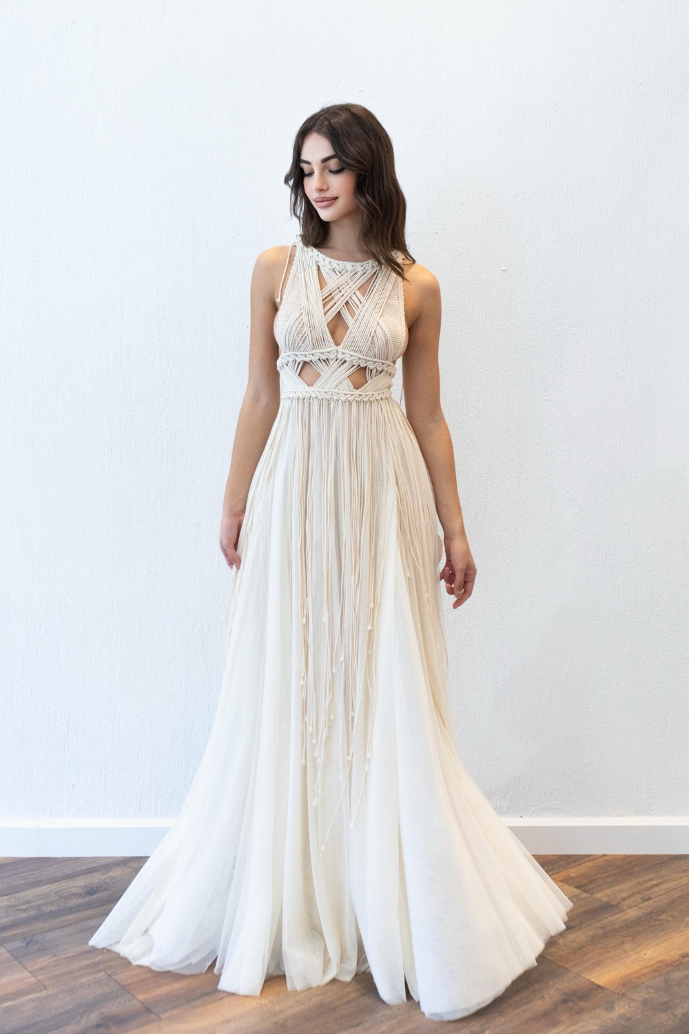 Grecian macrame wedding dress"Brielle" by Atelier Zolotas