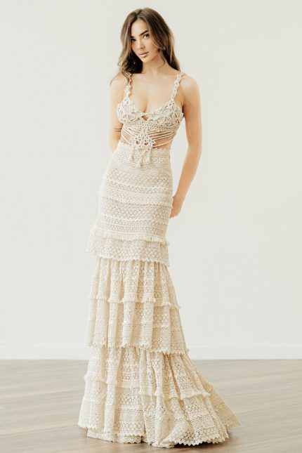Crochet Crop Top Bridal Dresses: 'Marcia' by Atelier Zolotas