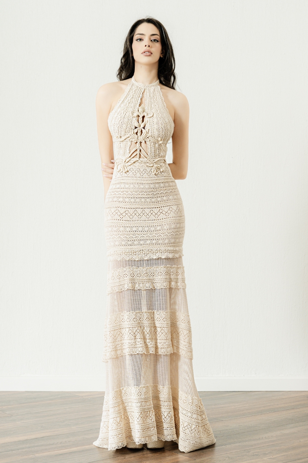 Halter neck boho wedding gown 'Misty' by Atelier Zolotas