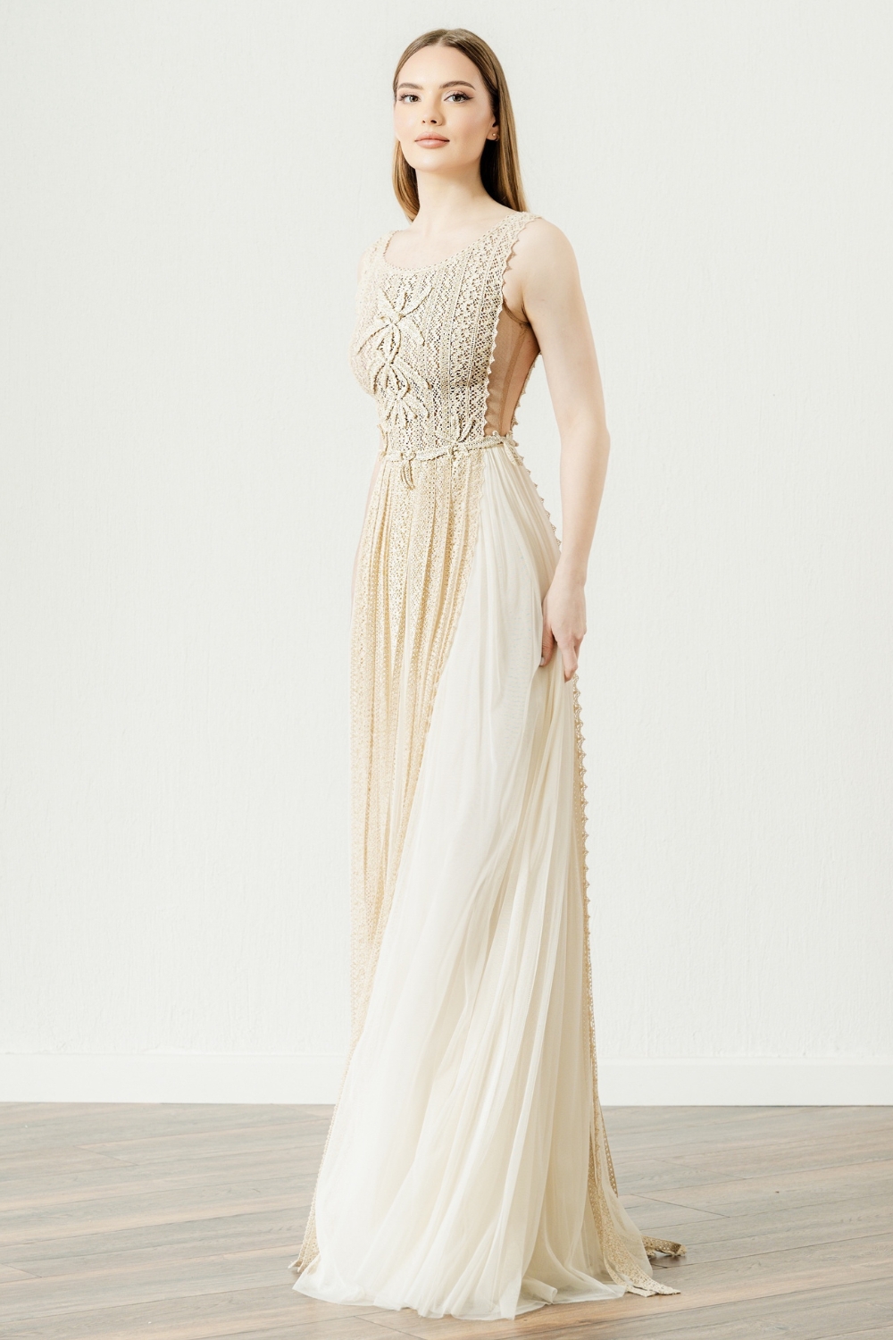Gold thread vintage wedding dress Rhea Opulence by Atelier Zolotas